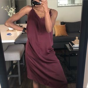 Maroon Satin Midi Stress